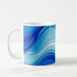 Sapphire Abstract Wave Glow Art コーヒーマグカップ