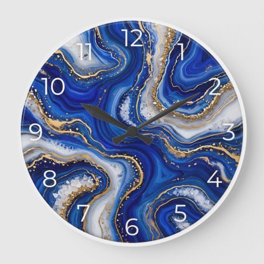 Sapphire Blue Agate Epoxy Wall Clock ラージ壁時計 (正面)