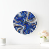 Sapphire Blue Agate Epoxy Wall Clock ラージ壁時計 (ホーム)