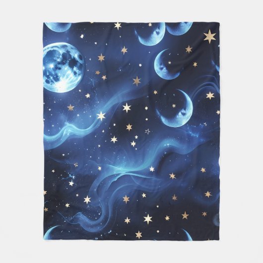 Sapphire Blue Celestial Moon Blanket – Luxury Seam フリースブランケット (正面)