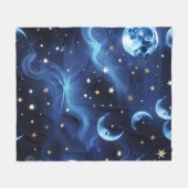 Sapphire Blue Celestial Moon Blanket – Luxury Seam フリースブランケット (正面(横))