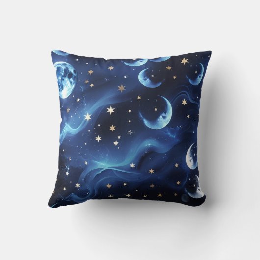 Sapphire Blue Celestial Moon Pillow クッション (裏面)