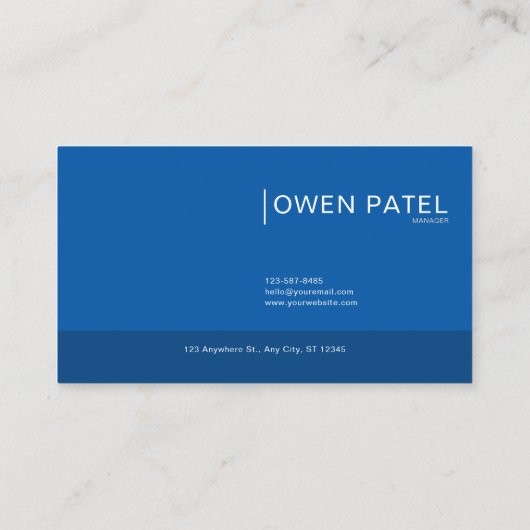 Sapphire Blue Floral Modern Geometric Elegant 名刺 (裏面)