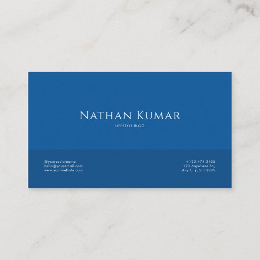 Sapphire Blue Floral Modern Geometric Ocean 名刺 (裏面)