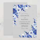 Sapphire Blue Frosty Winter Wedding 招待状 (正面/裏面)