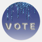 Sapphire Blue Glitter Drip ラウンドシール (正面)