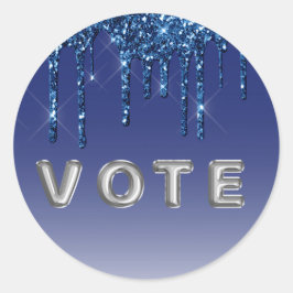 Sapphire Blue Glitter Drip ラウンドシール