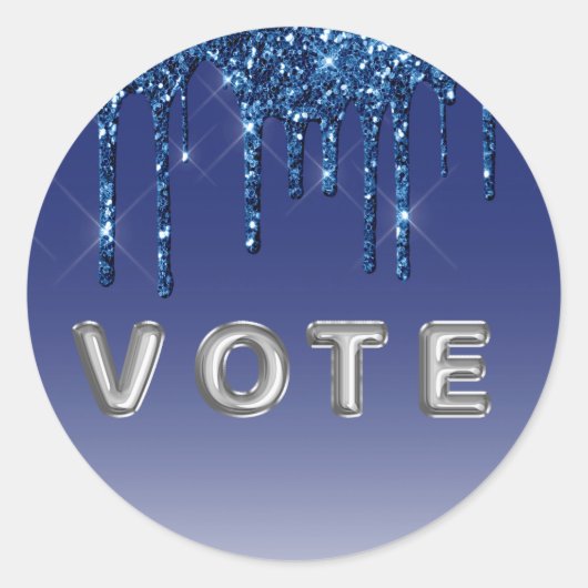 Sapphire Blue Glitter Drip ラウンドシール (正面)