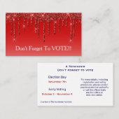 Sapphire Blue Glitter Drip Vote Reminder 名刺 (正面/裏面)