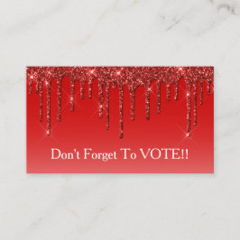 Sapphire Blue Glitter Drip Vote Reminder 名刺