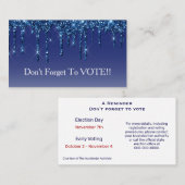 Sapphire Blue Glitter Drip Vote Reminder 名刺 (正面/裏面)