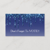 Sapphire Blue Glitter Drip Vote Reminder 名刺 (正面)