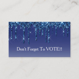 Sapphire Blue Glitter Drip Vote Reminder 名刺