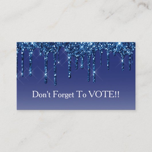Sapphire Blue Glitter Drip Vote Reminder 名刺 (正面)
