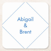 Sapphire Blue Modern Wedding スクエアペーパーコースター (正面)