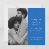 Sapphire Blue Photo Square Wedding 招待状 (正面)