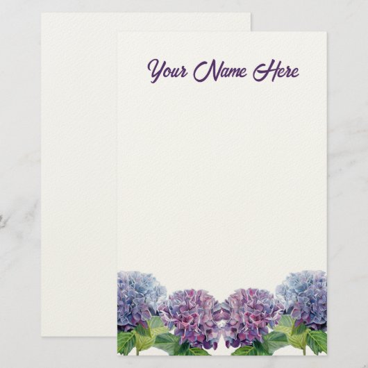 Sapphire Blues Hydrangeas 便箋 (正面/裏面)