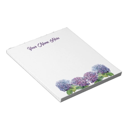 Sapphire Blues Hydrangeas Notepad ノートパッド (アングル)