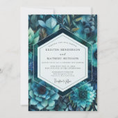 Sapphire Lush Flora Wedding 招待状 (正面)