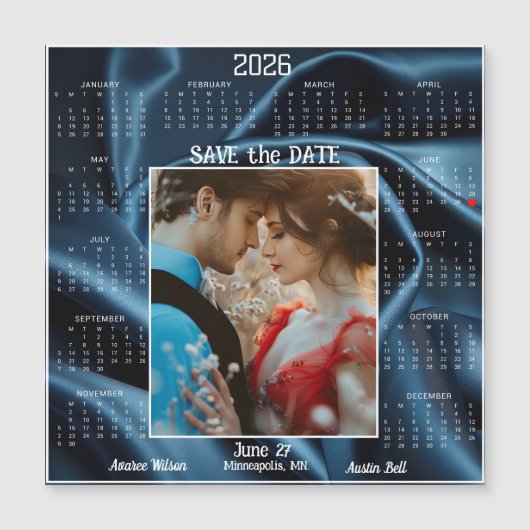 Sapphire Luxury Satin Save the Date Engaged Couple (正面)