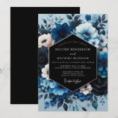 Sapphire Moody Bloom Wedding 招待状 (正面/裏面)