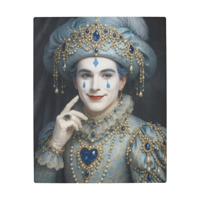 Sapphire Pierrot Luxury Portrait Metal Wall Art メタルプリント (正面)