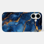 Sapphire Regalia – Luxury Blue & Gold Marble Case-Mate iPhoneケース (裏面 (横))