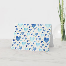 Sapphire Tide Watercolor Hearts カード