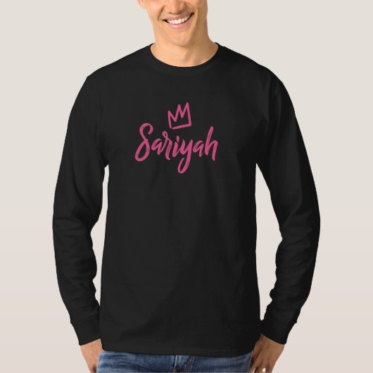 Sarという女性用のクイーンピンクの王冠 Tシャツ (正面)