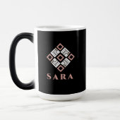 SARA 名前 マグ | モダン クーフィック 幾何学模様 デザイン (左)