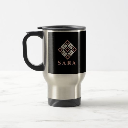 SARA 名前 マグ | モダン クーフィック 幾何学模様 デザイン (左)