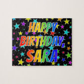 「SARA」名、おもしろい「ハッピーバースデー」 ジグソーパズル (横)