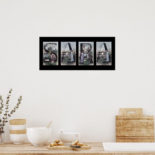 SARA Alphabet Letter Name Art ポスター (キッチン)