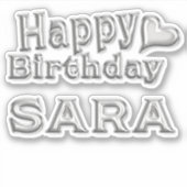 Sara Happy Birthday silver Aufkleber Sticker シール (正面)
