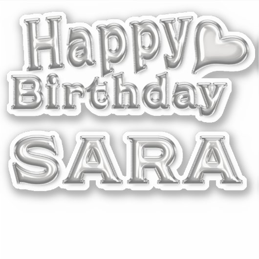 Sara Happy Birthday silver Aufkleber Sticker シール (正面)