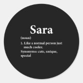 Sara Name Definition Funny D  ラウンドシール (正面)