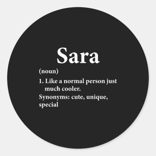 Sara Name Definition Funny D  ラウンドシール (正面)
