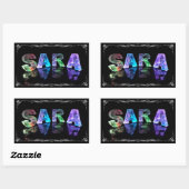 Sara - The Name Sara in 3D Lights (Photograph) 長方形シール (シート)