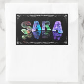 Sara - The Name Sara in 3D Lights (Photograph) 長方形シール (バッグ)