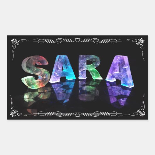 Sara - The Name Sara in 3D Lights (Photograph) 長方形シール (正面)