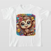 Sara the Peace Monkey Kids T-Shirt Tシャツ (レイダウン)