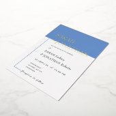 SARAHブルーモダンミニマリスト実在フォイル招待状 箔招待状 (回転した状態)