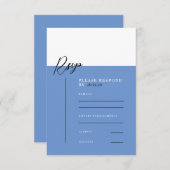 SARAHブルーモダンミニマル詳細応答カード 出欠カード (正面/裏面)