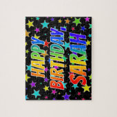 「SARAH」名、おもしろい「ハッピーバースデー」 ジグソーパズル (縦)