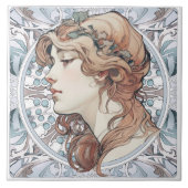 Sarah Bernhardt インスパイア Artwork by Alphonseミュシャ タイル (正面)