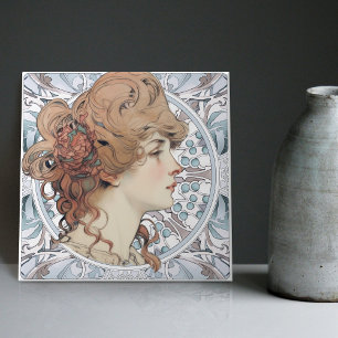 Sarah Bernhardt インスパイア Artwork by Alphonseミュシャ タイル