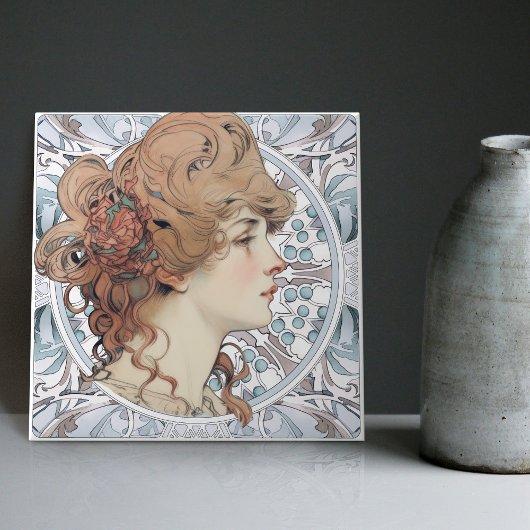 Sarah Bernhardt インスパイア Artwork by Alphonseミュシャ タイル