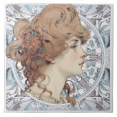 Sarah Bernhardt インスパイア Artwork by Alphonseミュシャ タイル (正面)