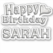 Sarah Happy Birthday silver Aufkleber Sticker シール (正面)