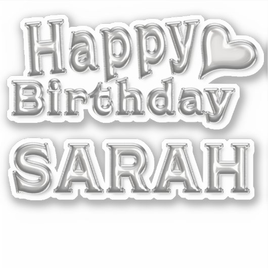 Sarah Happy Birthday silver Aufkleber Sticker シール (正面)